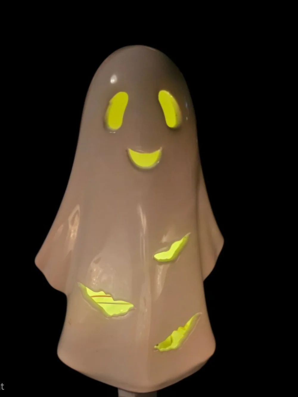 Halloween Popcorn Ghost String Lights & Ceramic Light-Up Ghost Set